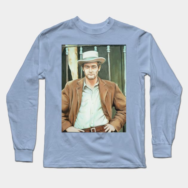 Paul Newman Long Sleeve T-Shirt by kathyarchbold